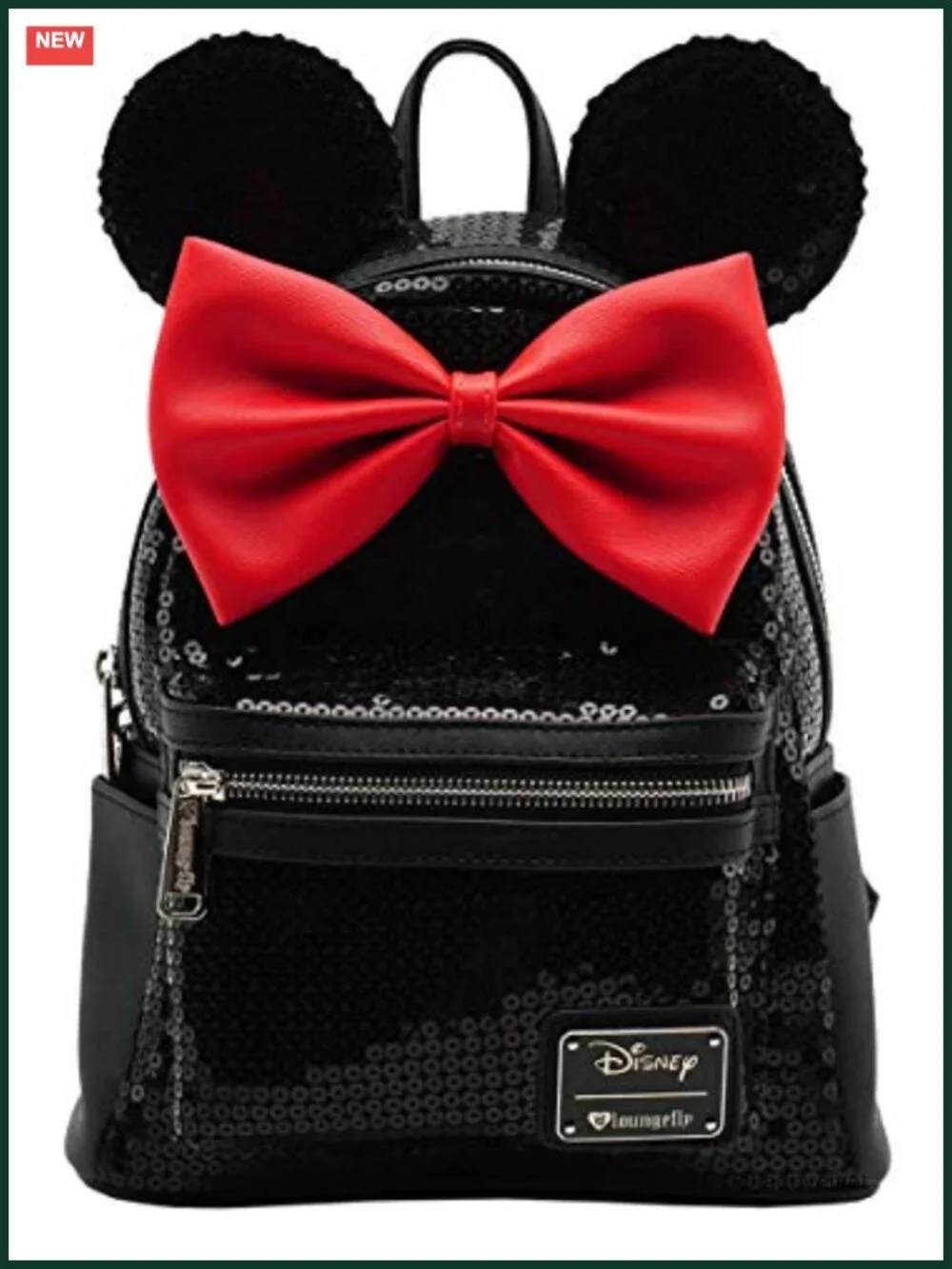 Sequin Minnie Mouse Double Strap Shoulder Bag Purse with Pockets